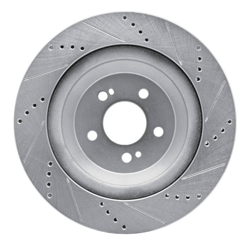 Mercedes-Benz S550E Brake Rotor (1) - Rear Left - R1 Concepts - Drilled & Slotted - Silver - `14-`21